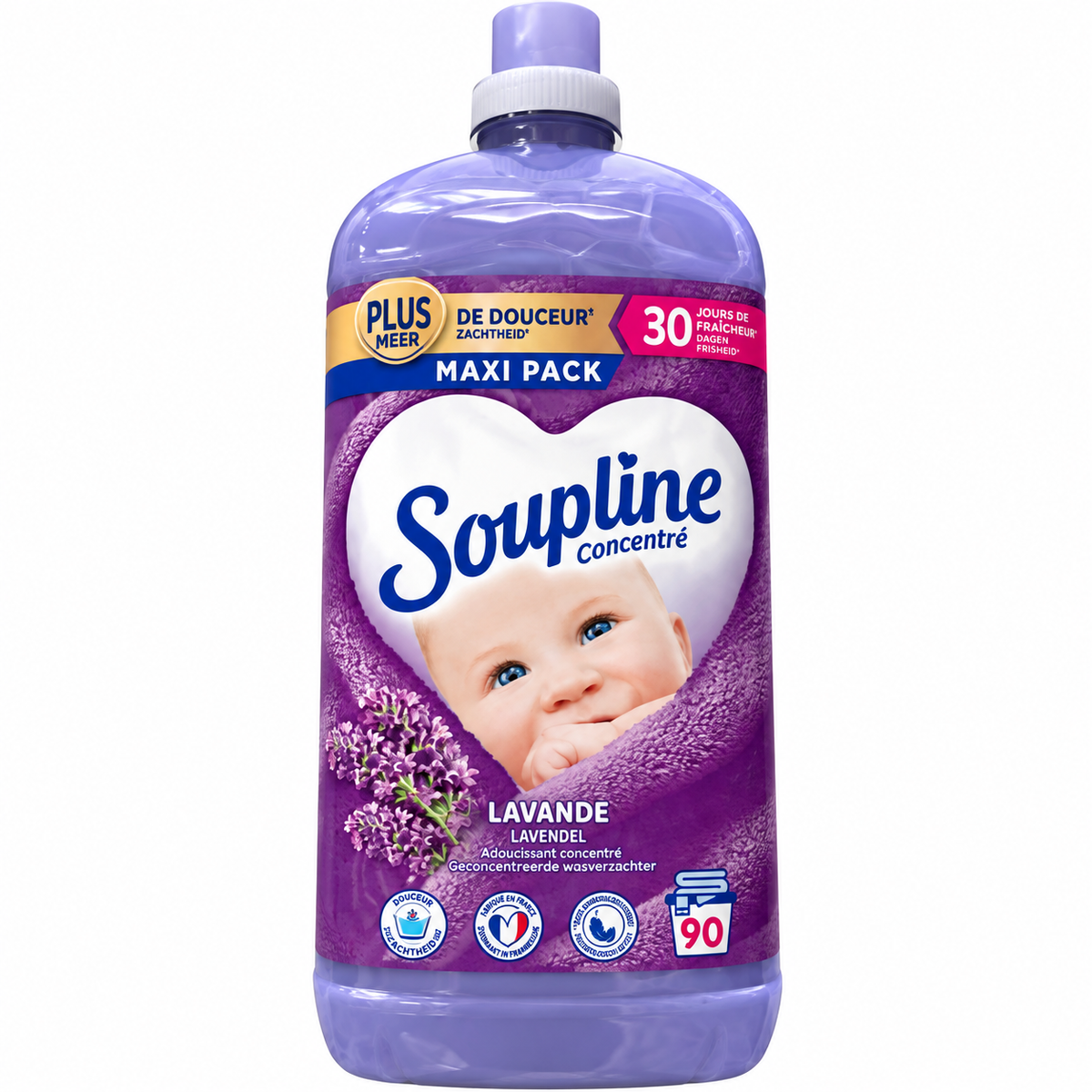 SOUPLINE CONCENTRÉ – ADOUCISSANT LAVANDE – 1,8 L – 90 LAVAGES