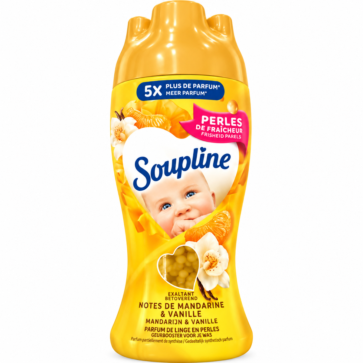 SOUPLINE PERLES DE FRAÎCHEUR – MANDARINE ET VANILLE  - PARFUM POUR LE LINGE – 230GR