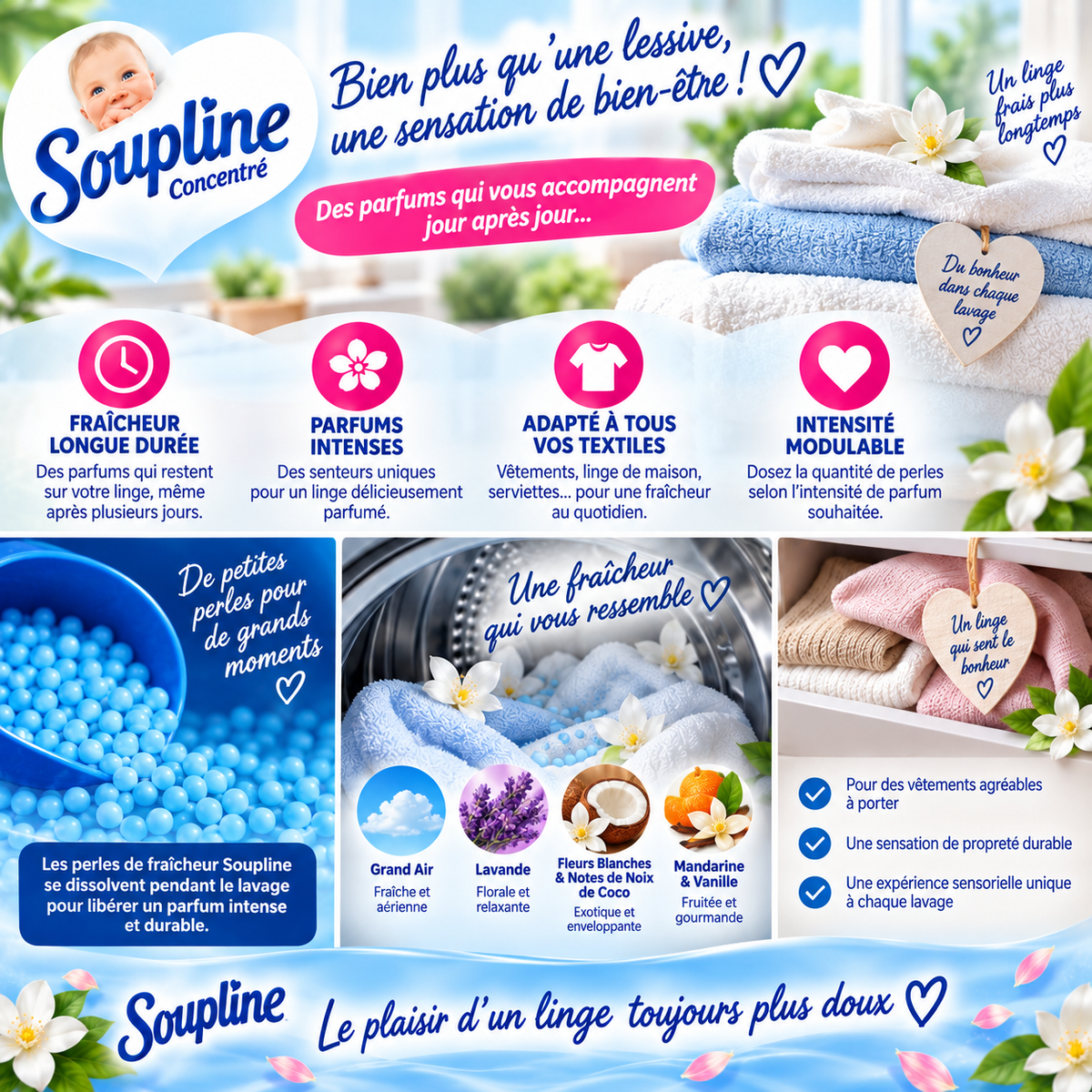 SOUPLINE CONCENTRÉ – PACK ADOUCISSANT 1.8L + PERLE DE LINGE 230GR
