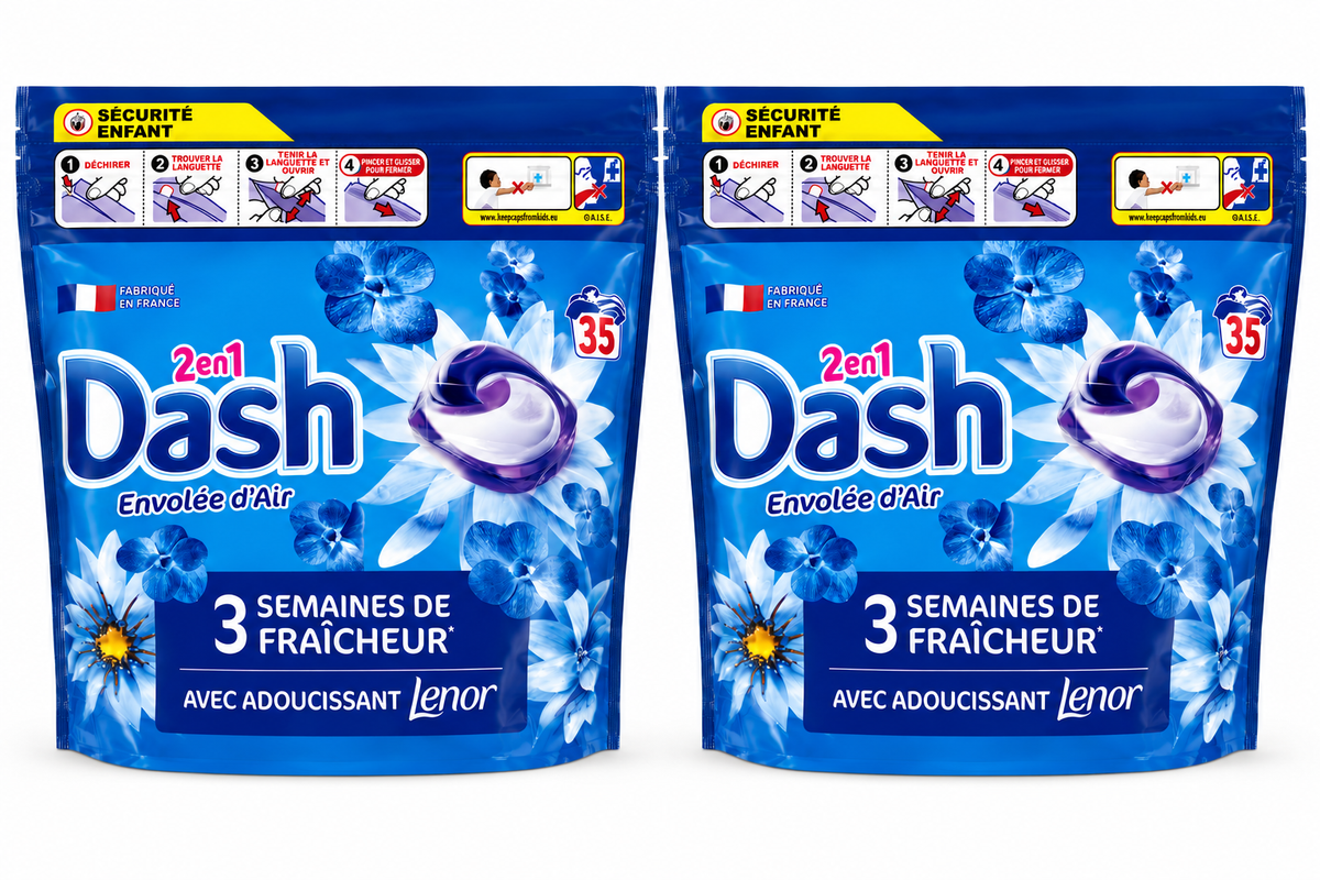 DASH – 2 EN 1 ENVOLÉE D'AIR LESSIVE EN CAPSULES (35 CAPSULES)