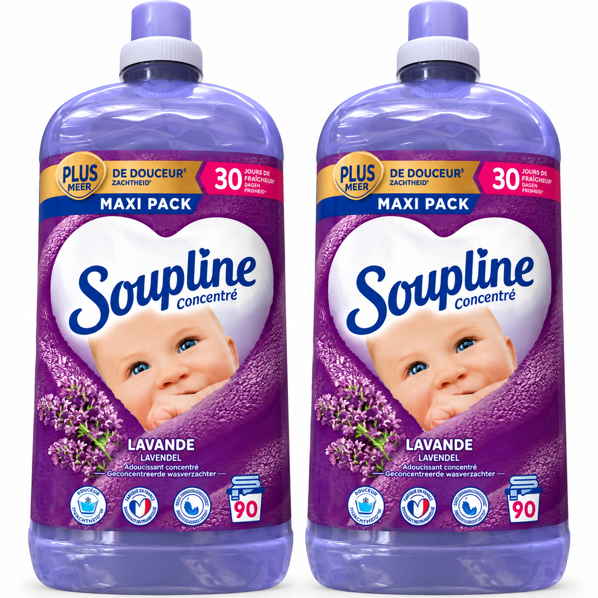 SOUPLINE CONCENTRÉ – ADOUCISSANT LAVANDE – 1,8 L – 90 LAVAGES