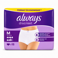 ALWAYS DISCREET – CULOTTES POUR FUITES URINAIRES – TAILLE M (FR 36–42) – 18 UNITÉS