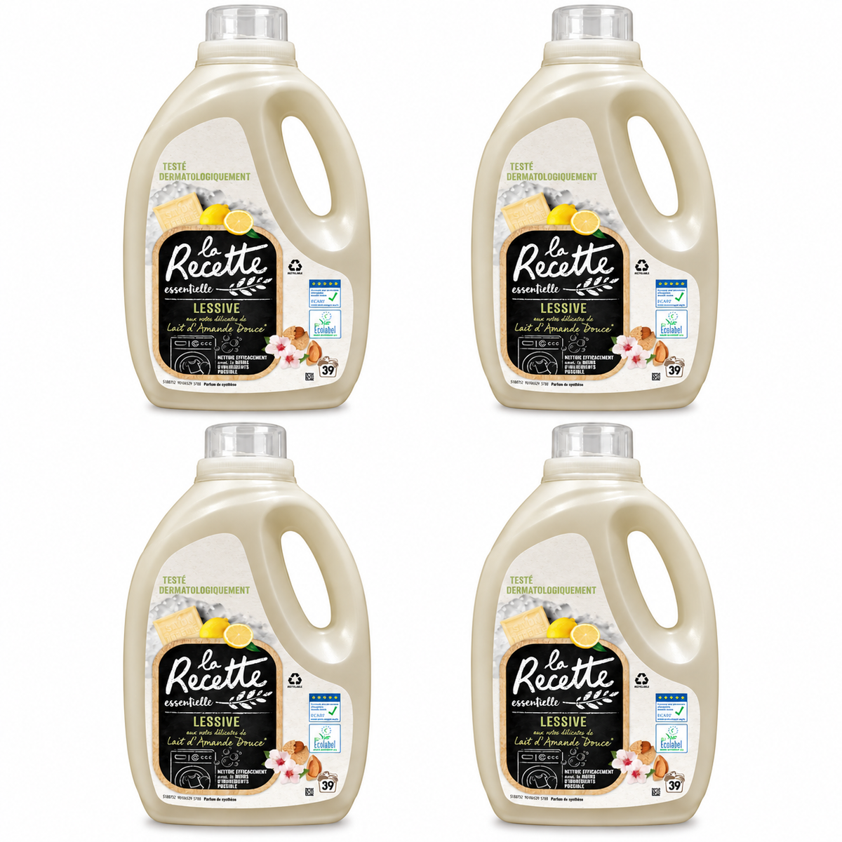 LA RECETTE ESSENTIELLE – LESSIVE LIQUIDE LAIT D’AMANDE DOUCE – 39 LAVAGES